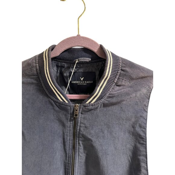 ✌️ 2/$40 ✌️American Eagle XL Denim Varsity Jacket With Honestly Script - Picture 3 of 7